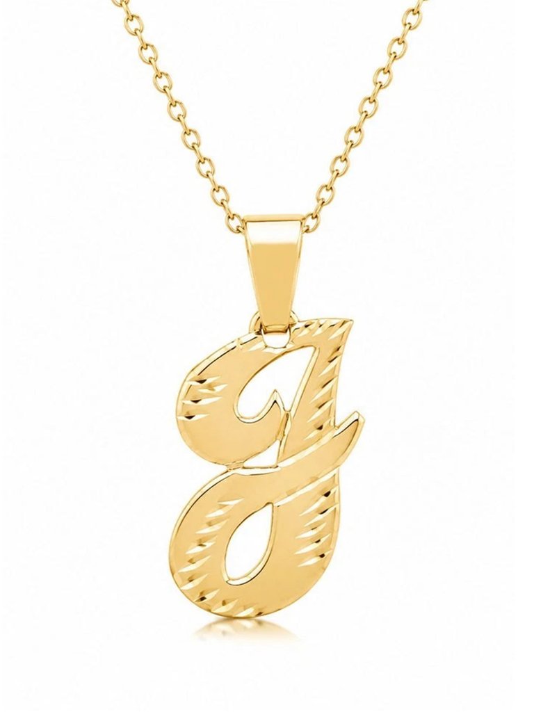 Initial J Pendant Solid 10k Yellow Gold